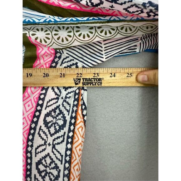 Lulalife Women Multicolor Light Cotton Striped Abstract Shirred Midi Dress Large - Picture 8 of 12